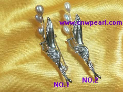 silver freshawater pearl brooch& pin in calyx pattern wholesale